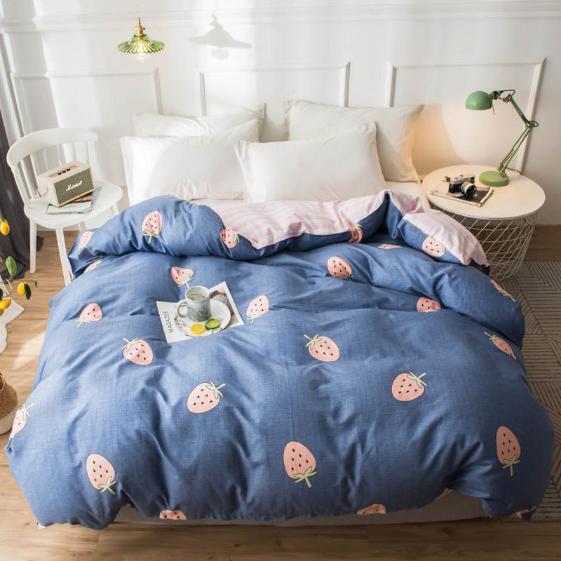 KTX-964563 Cotton Twill Printed Quilt Cover Set with Pillowcases in Floral Designs