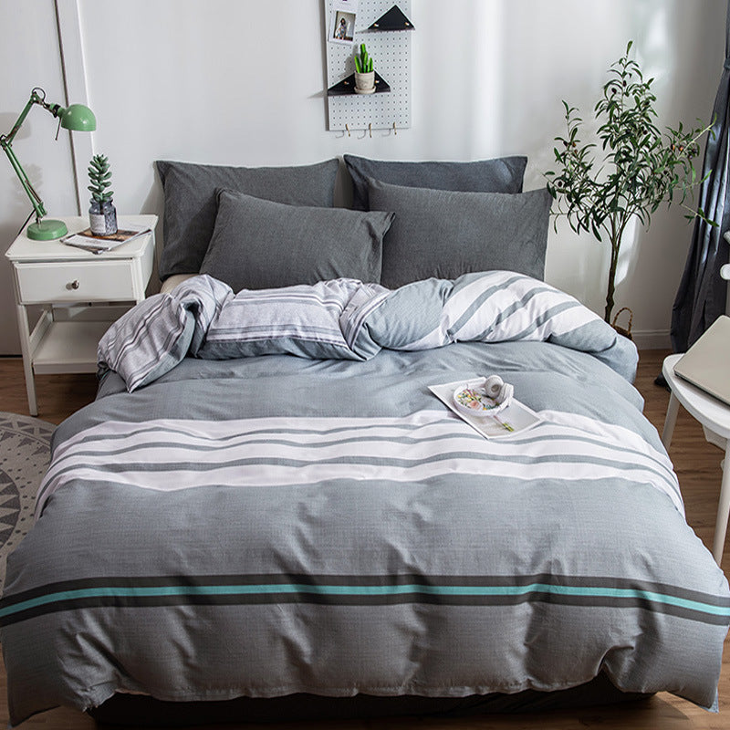 KTX-964563 Cotton Twill Printed Quilt Cover Set with Pillowcases in Floral Designs