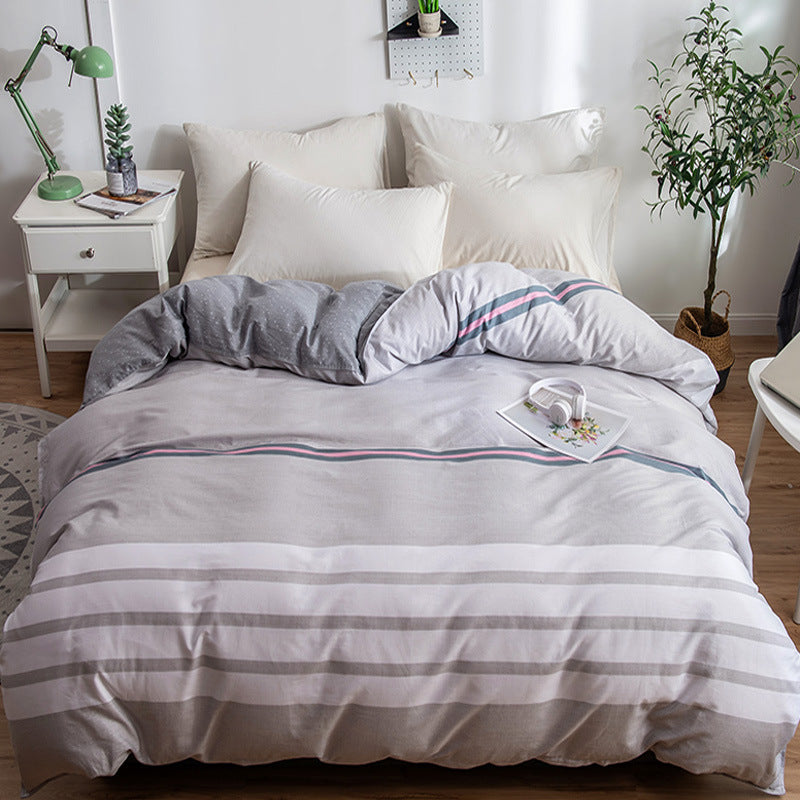 KTX-964563 Cotton Twill Printed Quilt Cover Set with Pillowcases in Floral Designs