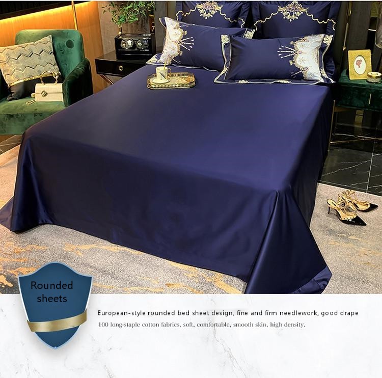 KTX-964883 European Style Embroidered Flower Cotton Bedding Set - Four-Piece or Six-Piece Options