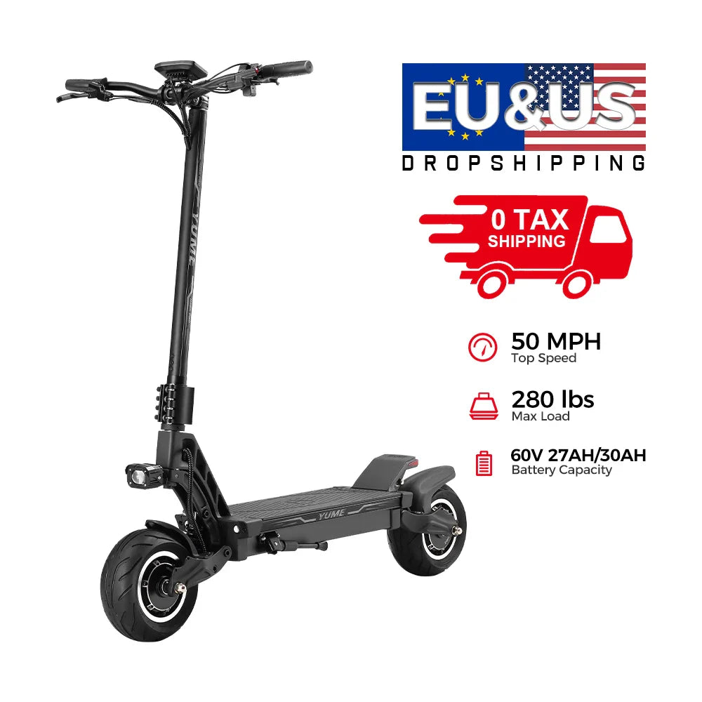 KTX-966227 YUME HAWK Pro Foldable 60V Electric Scooter with 11-Inch Fat Tires, 250W Motor, and 96 km Range