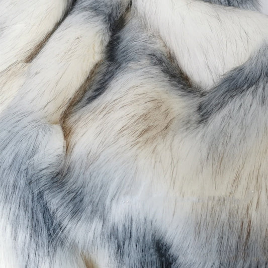KTX-966355 Luxurious Geometric Pattern Blue Water Wave Faux Fur Blanket - Multiple Sizes Available