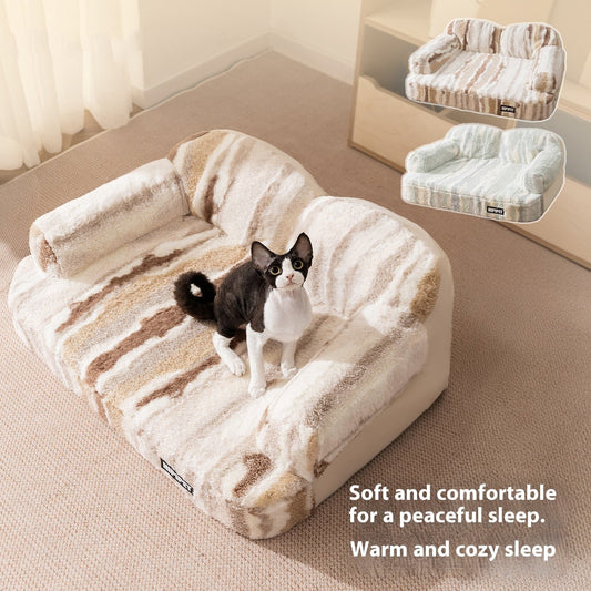 KTX-967315 Thickened Fleece-lined Pet Bed with Moon Velvet Fabric and Non-slip Base for Dogs and Multi-Pet Families