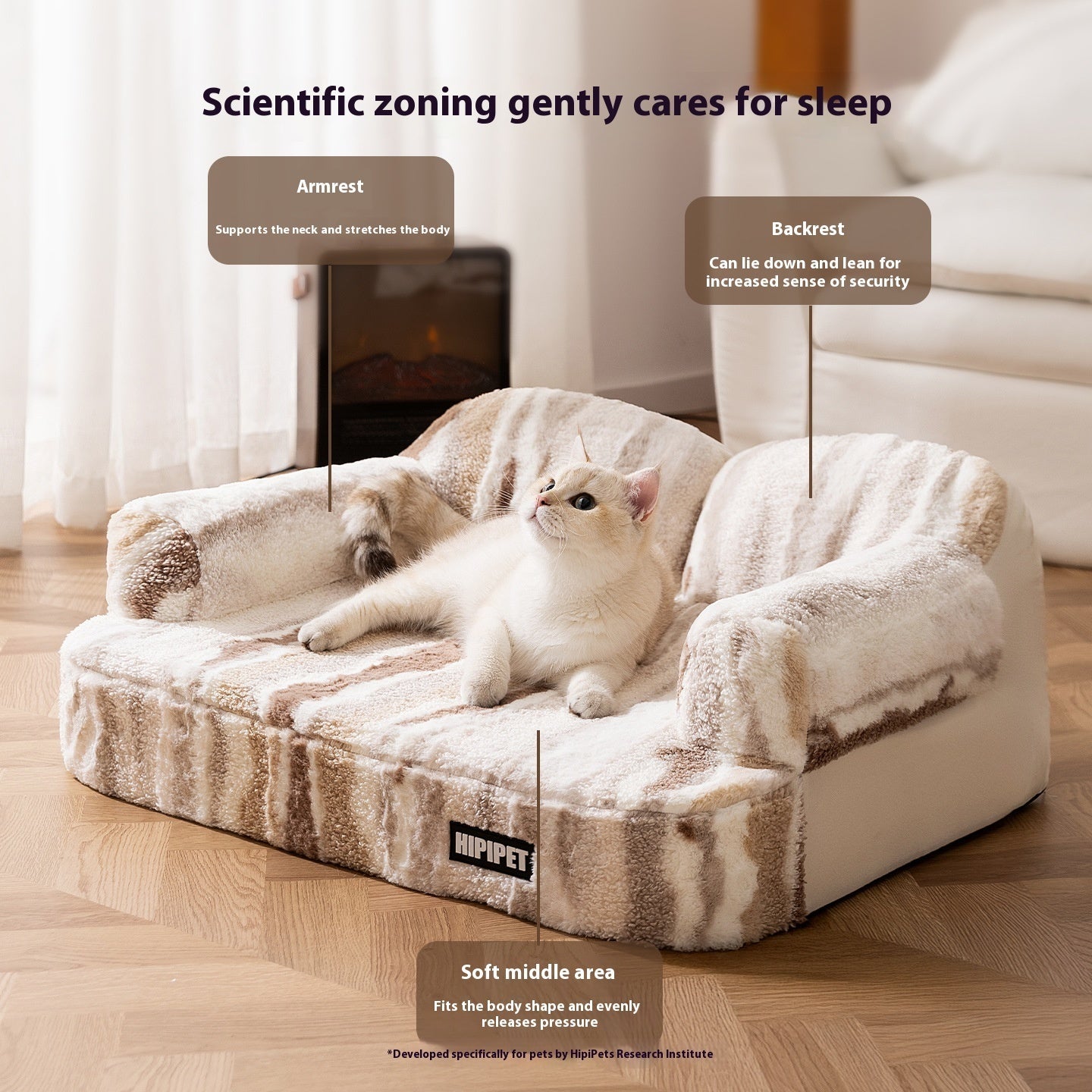 KTX-967315 Thickened Fleece-lined Pet Bed with Moon Velvet Fabric and Non-slip Base for Dogs and Multi-Pet Families