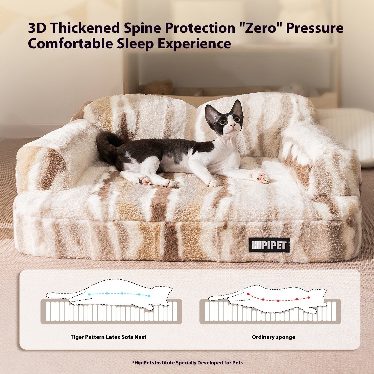 KTX-967315 Thickened Fleece-lined Pet Bed with Moon Velvet Fabric and Non-slip Base for Dogs and Multi-Pet Families