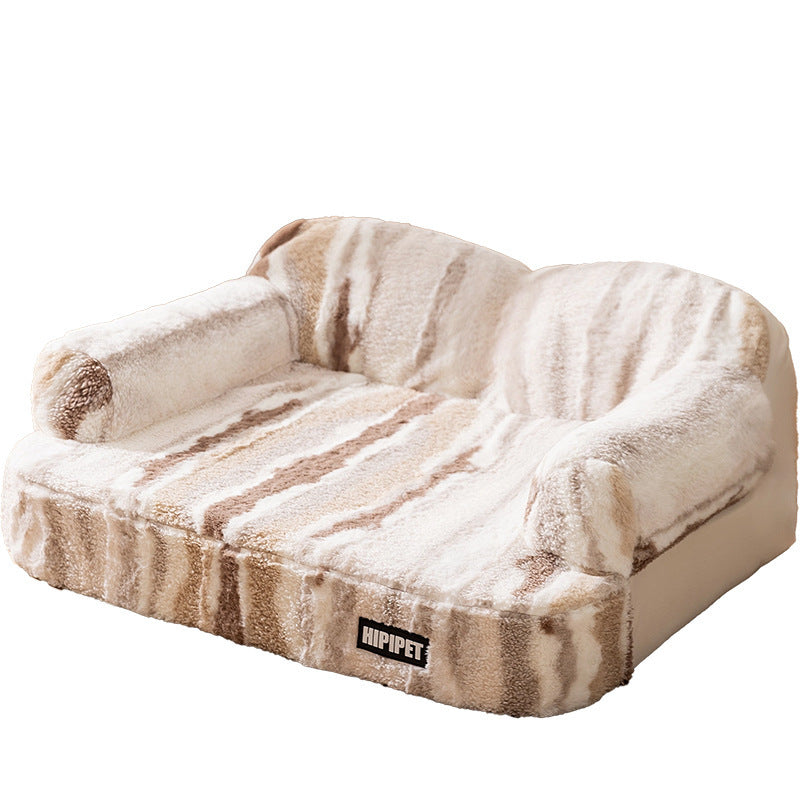 KTX-967315 Thickened Fleece-lined Pet Bed with Moon Velvet Fabric and Non-slip Base for Dogs and Multi-Pet Families