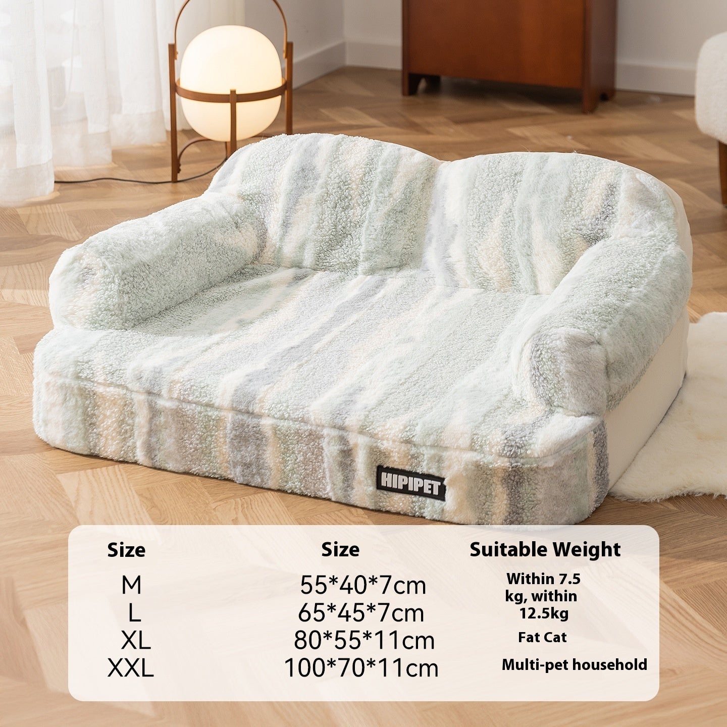 KTX-967315 Thickened Fleece-lined Pet Bed with Moon Velvet Fabric and Non-slip Base for Dogs and Multi-Pet Families