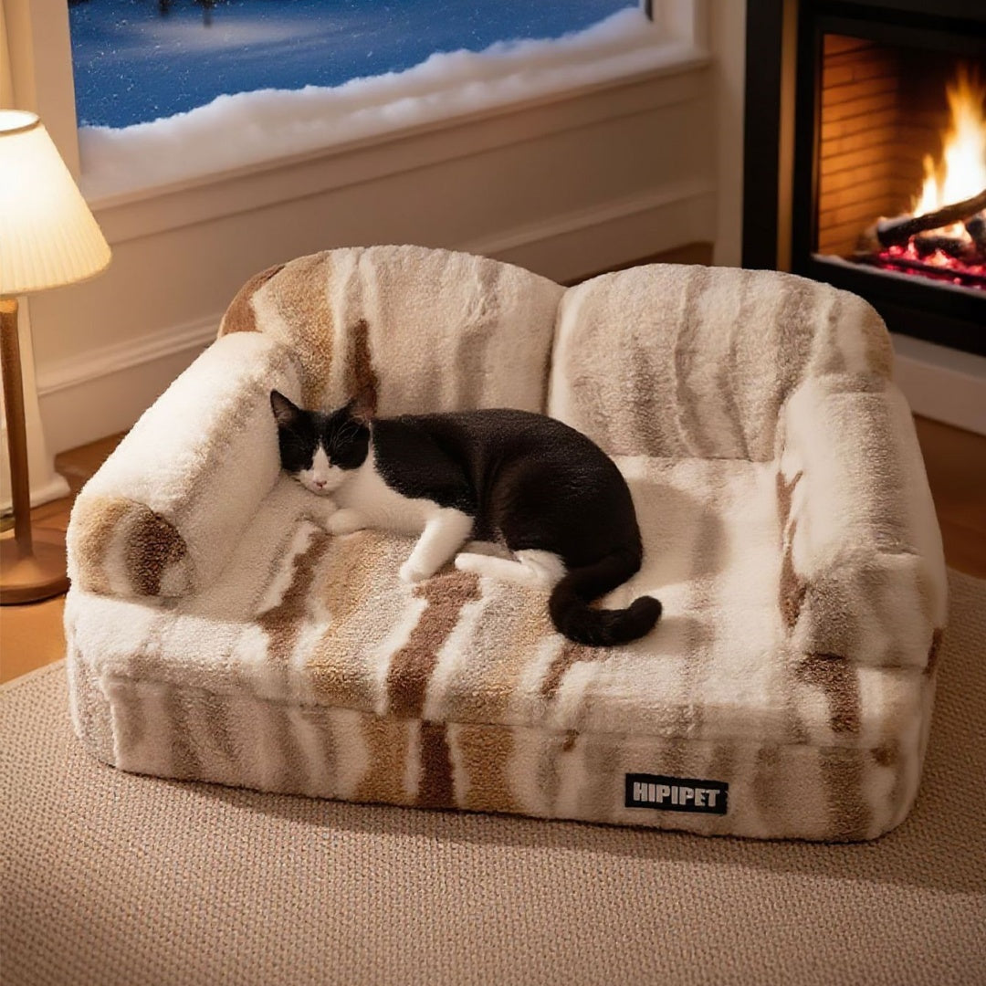 KTX-967315 Thickened Fleece-lined Pet Bed with Moon Velvet Fabric and Non-slip Base for Dogs and Multi-Pet Families