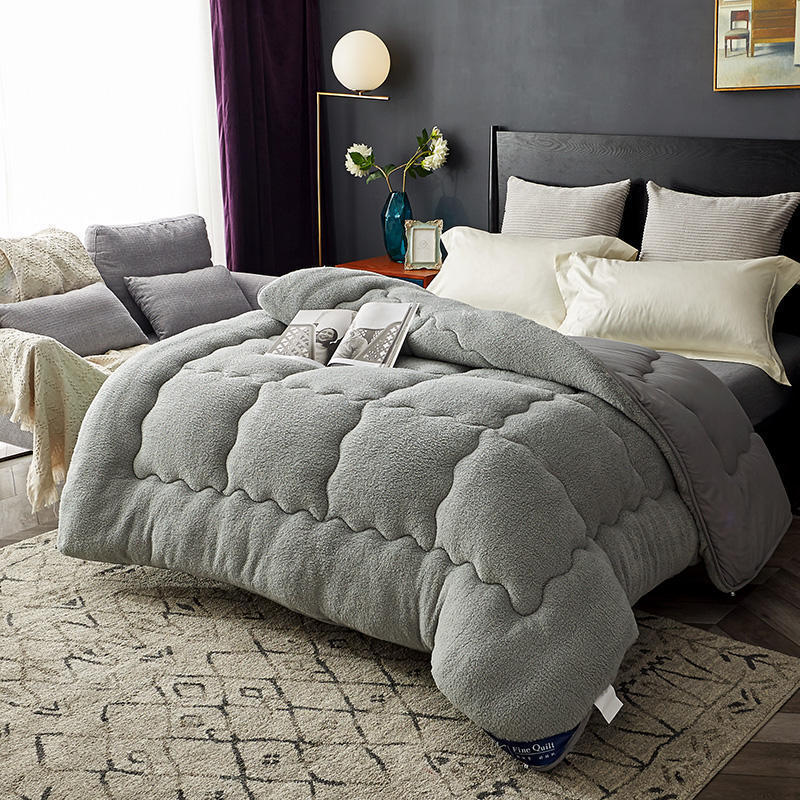 KTX-967955 Goose Down-Filled Cashmere Blanket in White, Beige, or Gray - Multiple Sizes Available