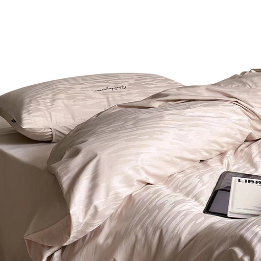 KTX-968019 Long-Staple Cotton Four-Piece Bedding Set in Solid Color - Fits Multiple Bed Sizes