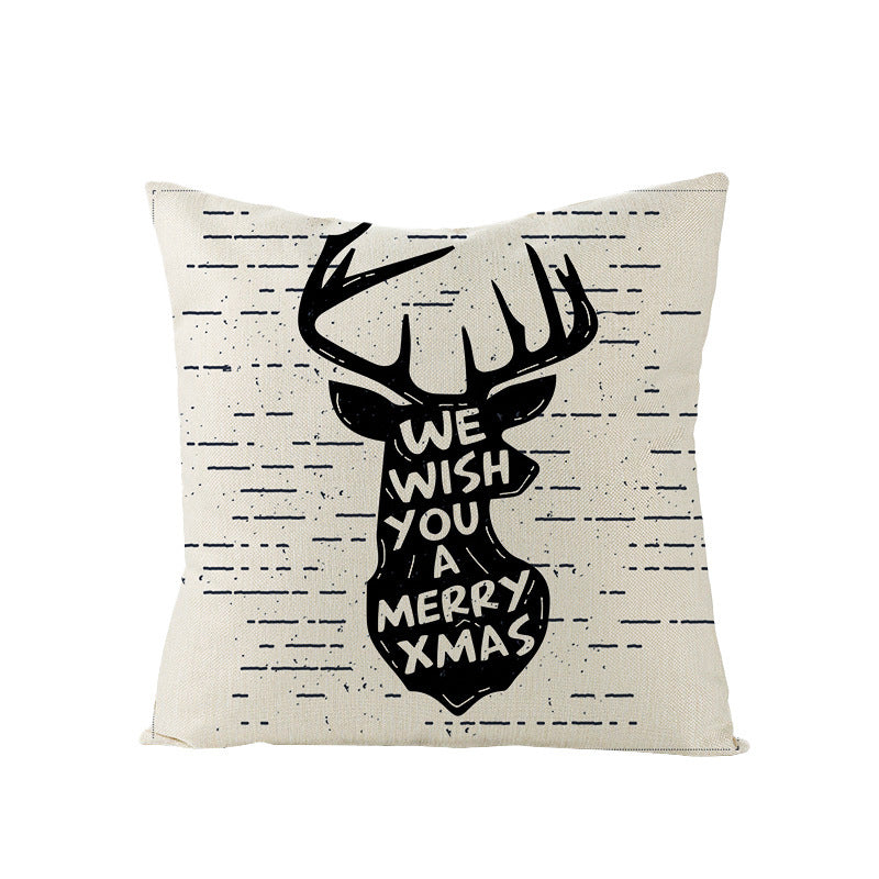 KTX-968083 Cartoon Digital Printing Christmas Pillowcase - Linen Cushion Cover 45x45CM with PP Cotton Filling