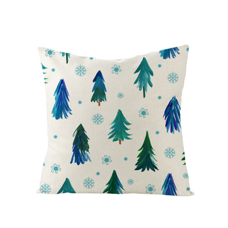 KTX-968083 Cartoon Digital Printing Christmas Pillowcase - Linen Cushion Cover 45x45CM with PP Cotton Filling