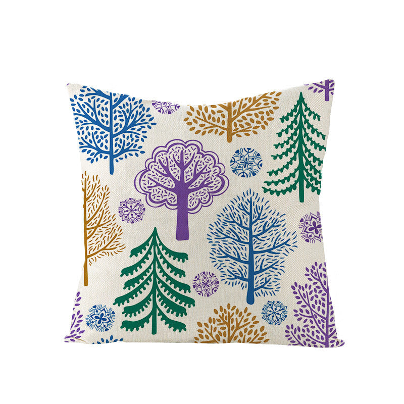 KTX-968083 Cartoon Digital Printing Christmas Pillowcase - Linen Cushion Cover 45x45CM with PP Cotton Filling