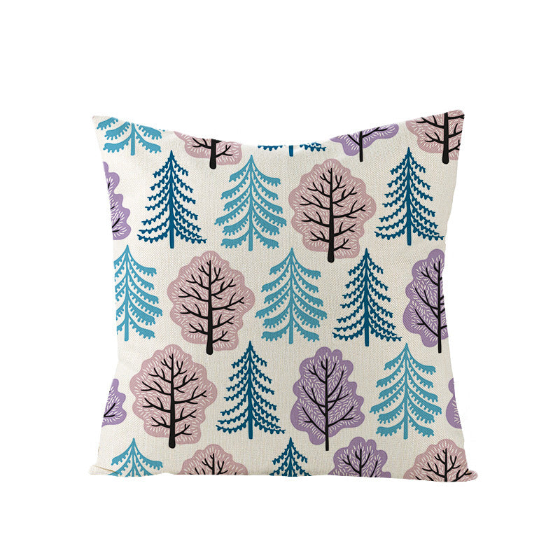 KTX-968083 Cartoon Digital Printing Christmas Pillowcase - Linen Cushion Cover 45x45CM with PP Cotton Filling