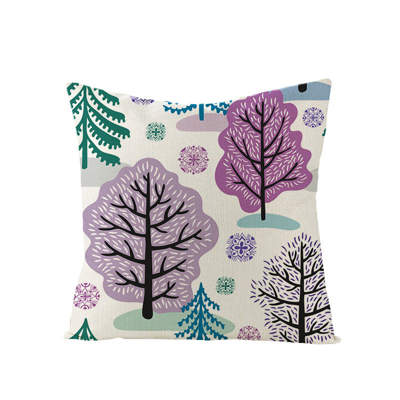 KTX-968083 Cartoon Digital Printing Christmas Pillowcase - Linen Cushion Cover 45x45CM with PP Cotton Filling