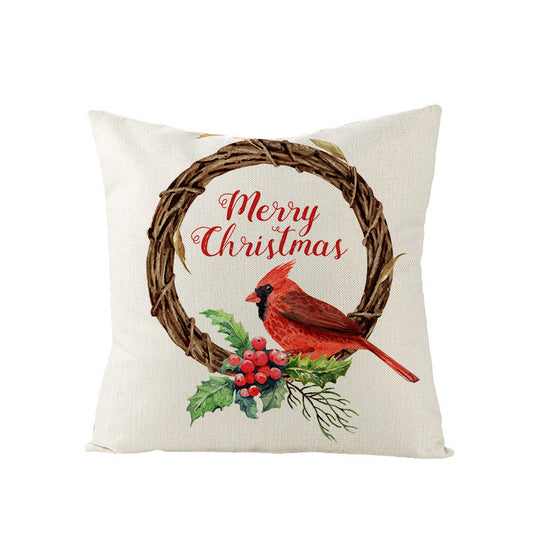 KTX-968083 Cartoon Digital Printing Christmas Pillowcase - Linen Cushion Cover 45x45CM with PP Cotton Filling