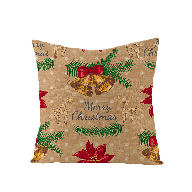 KTX-968083 Cartoon Digital Printing Christmas Pillowcase - Linen Cushion Cover 45x45CM with PP Cotton Filling