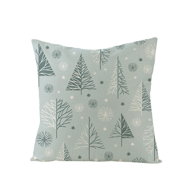 KTX-968083 Cartoon Digital Printing Christmas Pillowcase - Linen Cushion Cover 45x45CM with PP Cotton Filling