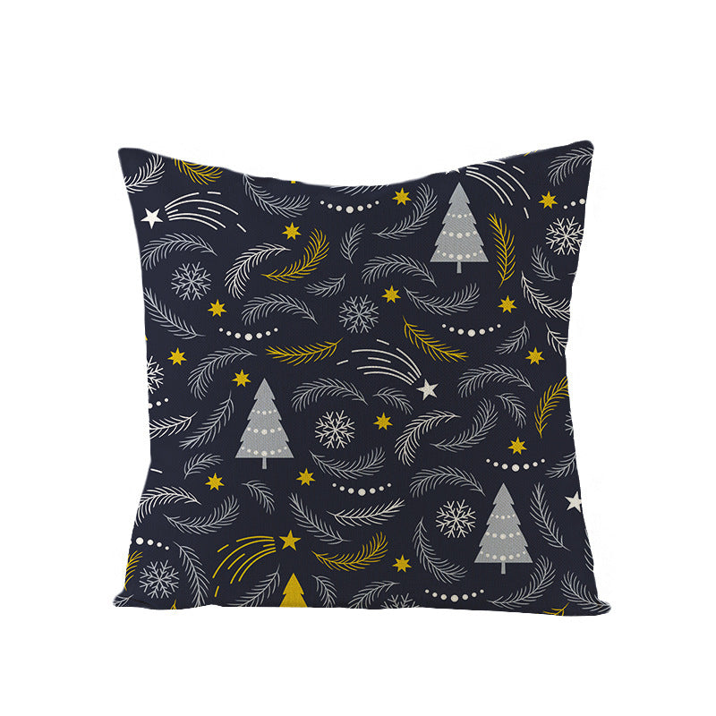 KTX-968083 Cartoon Digital Printing Christmas Pillowcase - Linen Cushion Cover 45x45CM with PP Cotton Filling