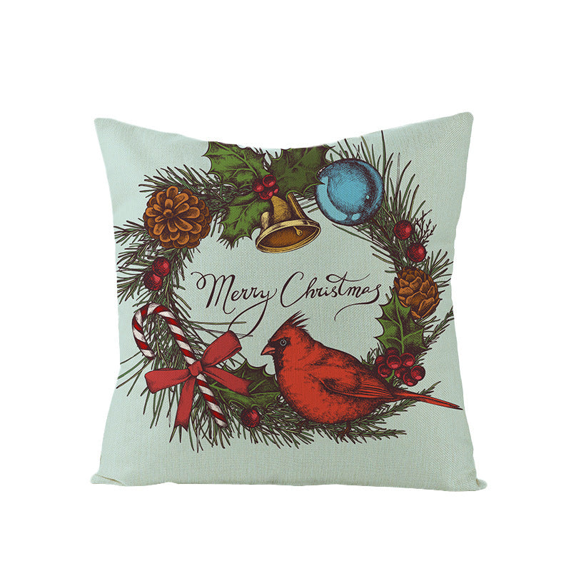 KTX-968083 Cartoon Digital Printing Christmas Pillowcase - Linen Cushion Cover 45x45CM with PP Cotton Filling