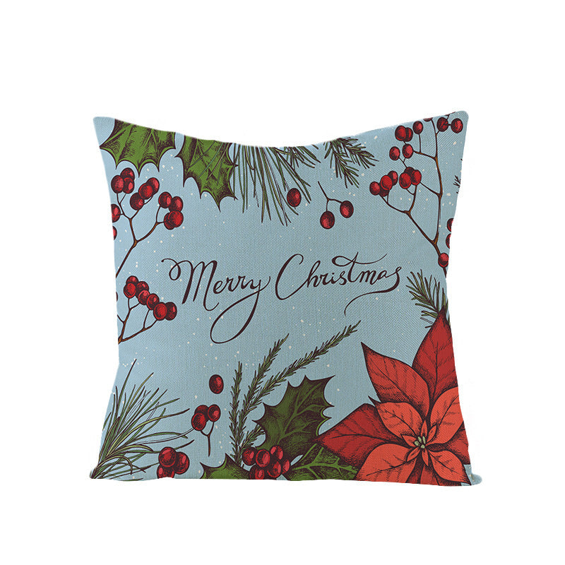 KTX-968083 Cartoon Digital Printing Christmas Pillowcase - Linen Cushion Cover 45x45CM with PP Cotton Filling