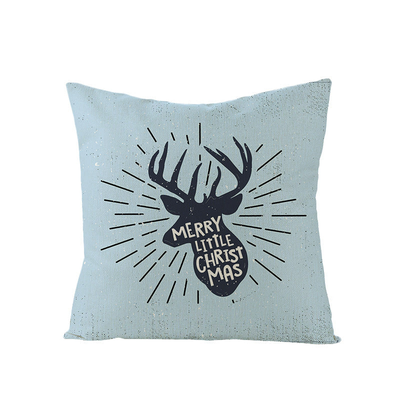 KTX-968083 Cartoon Digital Printing Christmas Pillowcase - Linen Cushion Cover 45x45CM with PP Cotton Filling