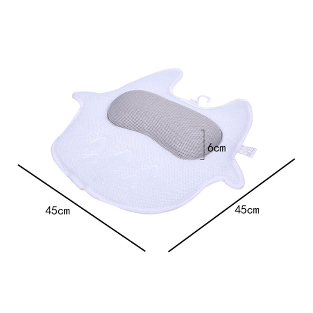 KTX-968467 Ergonomic Bath Pillow with Strong Suction Cups and Quick-Drying Mesh Fabric