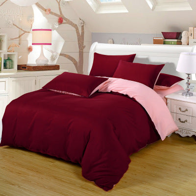 KTX-969107 Solid Color Polyester Bedding Set - 4-Piece Duvet Cover and Bed Sheet Collection (Various Sizes Available)