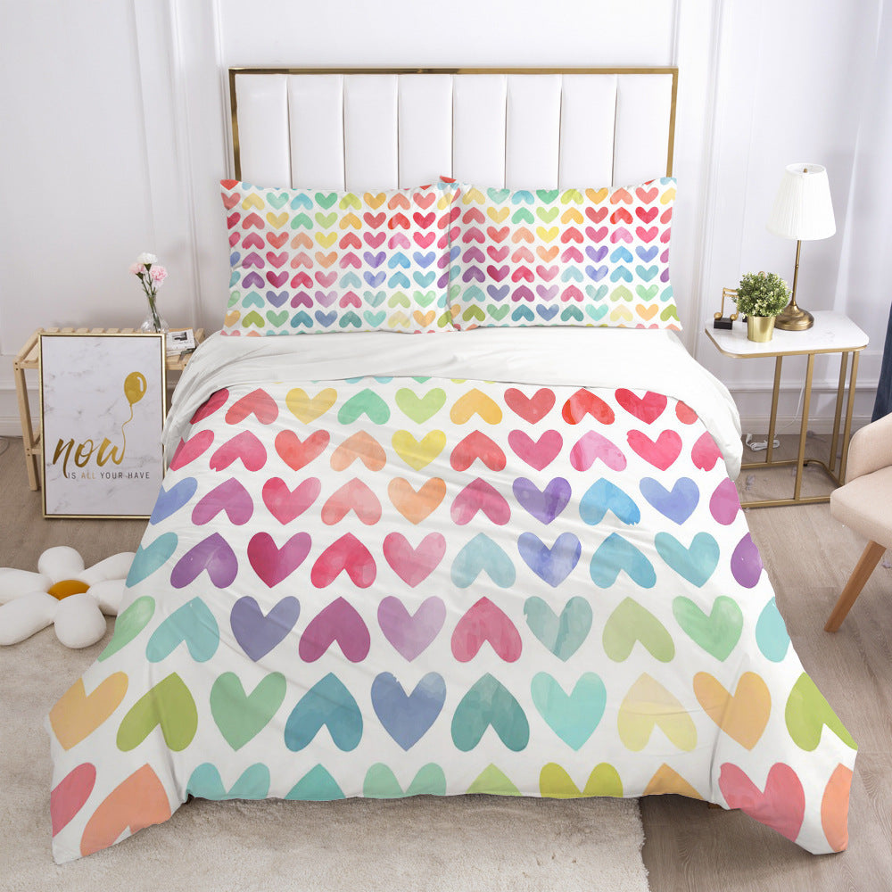 KTX-969491 Cartoon Geometric Pattern Digital Print Bedding Set in Various Sizes