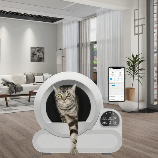 KTX-969619 Automatic Self-Cleaning Cat Litter Box with 70L Capacity for Large Cats up to 10kg, Easy Clean and Odor Control