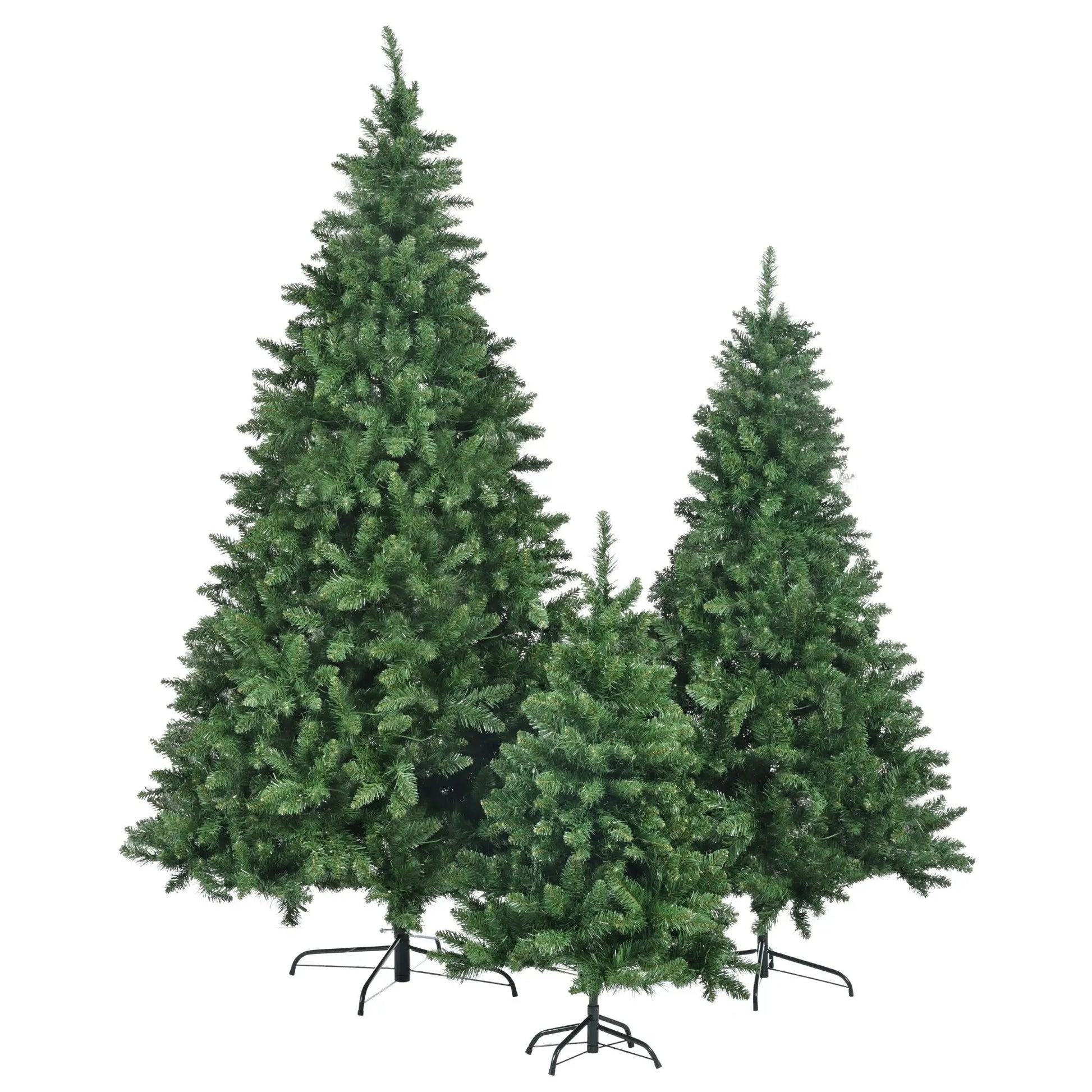 KTX-969939 Pre-Lit Christmas Tree Set - 8FT, 6FT, and 4FT Hinged Pine Trees with 820 Warm Yellow LED Lights
