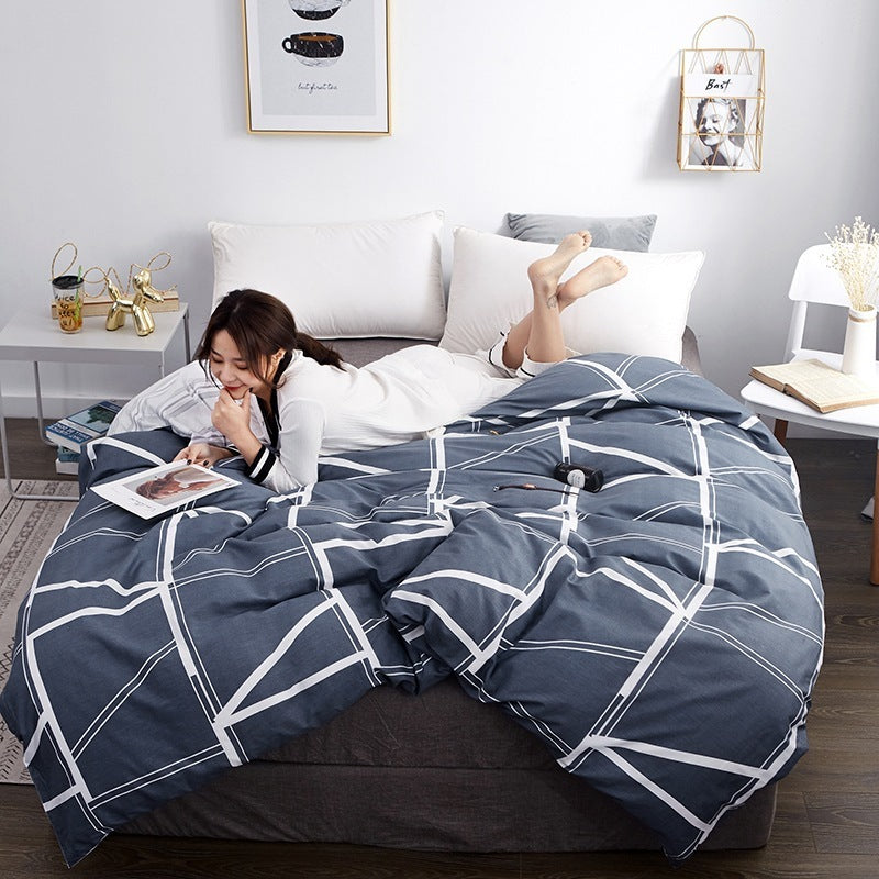 KTX-970643 Korean Floral Cotton Quilt Cover Set - Soft and Breathable Bedding in Plant Print - Size 220x240 cm