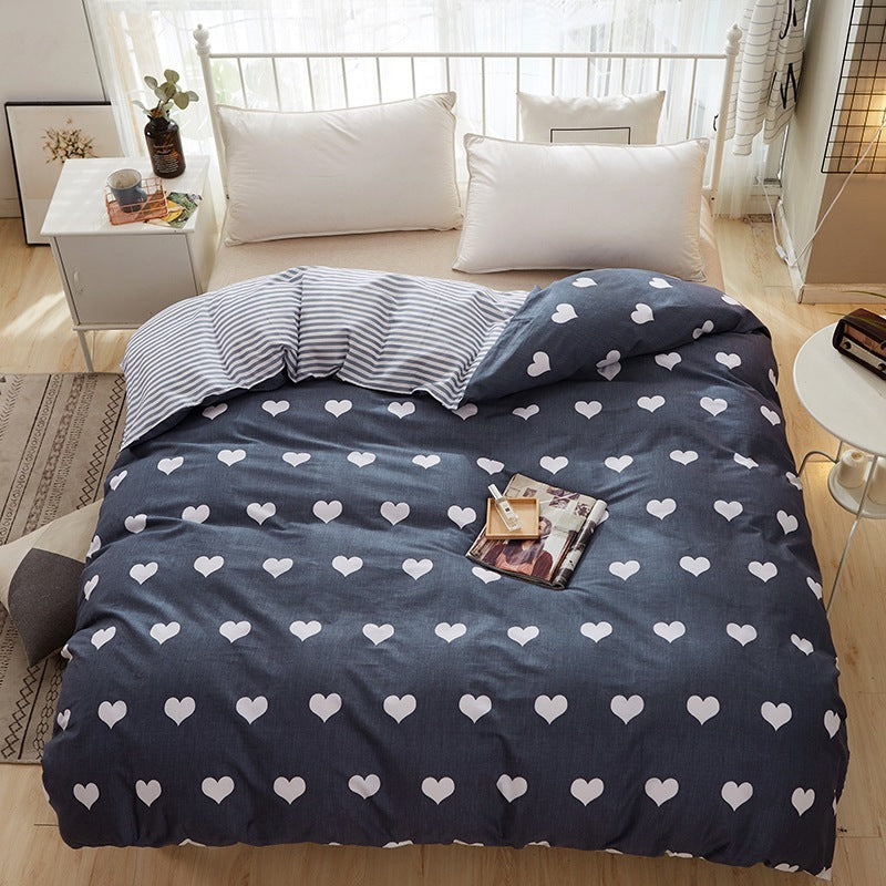 KTX-970643 Korean Floral Cotton Quilt Cover Set - Soft and Breathable Bedding in Plant Print - Size 220x240 cm