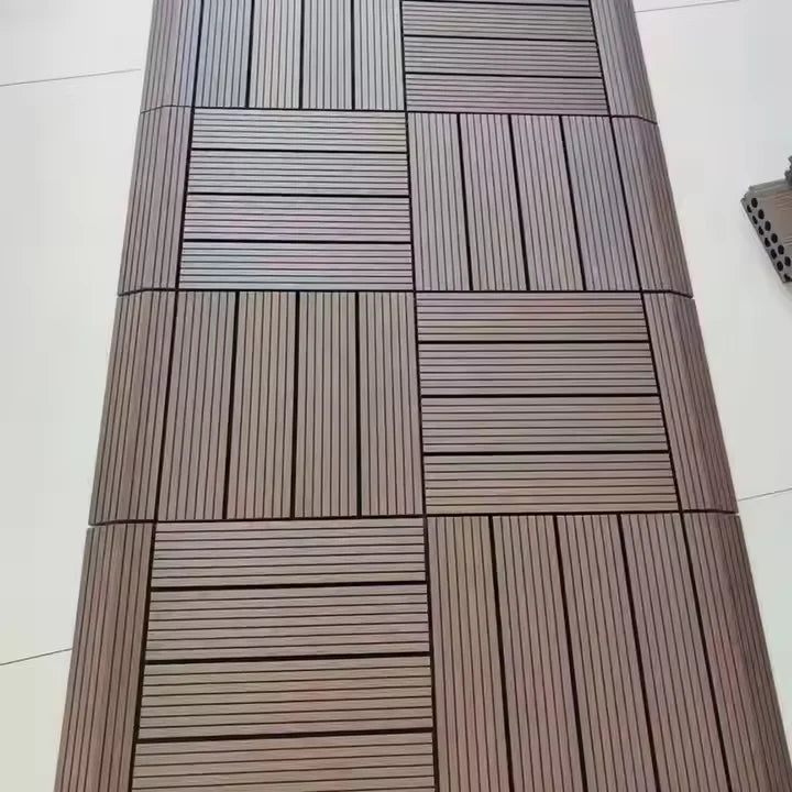 KTX-971987 Modern UV-Resistant WPC Composite Decking Interlocking Tiles for Outdoor Spaces