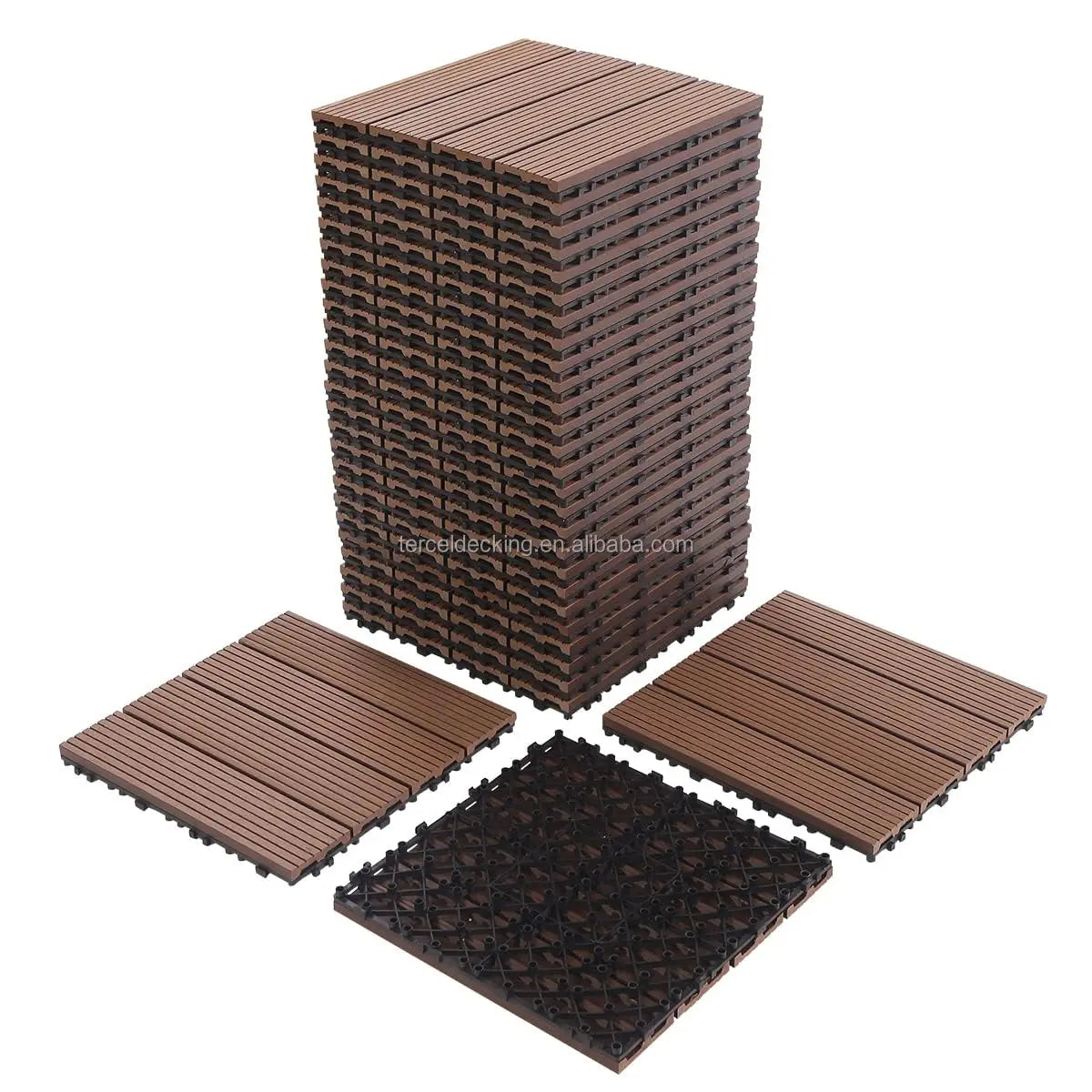 KTX-971987 Modern UV-Resistant WPC Composite Decking Interlocking Tiles for Outdoor Spaces
