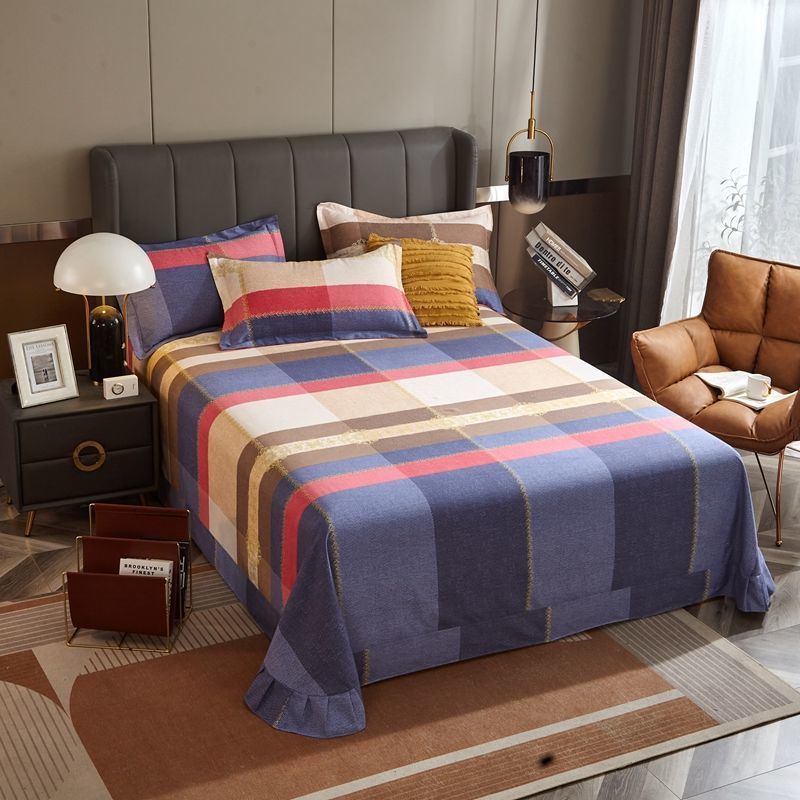 KTX-972435 Brushed Pure Cotton Tie Dye Thickened Single Bed Sheet in Various Sizes