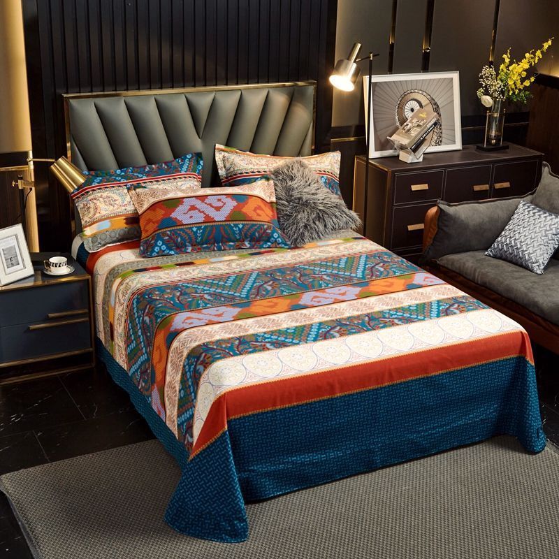 KTX-972435 Brushed Pure Cotton Tie Dye Thickened Single Bed Sheet in Various Sizes