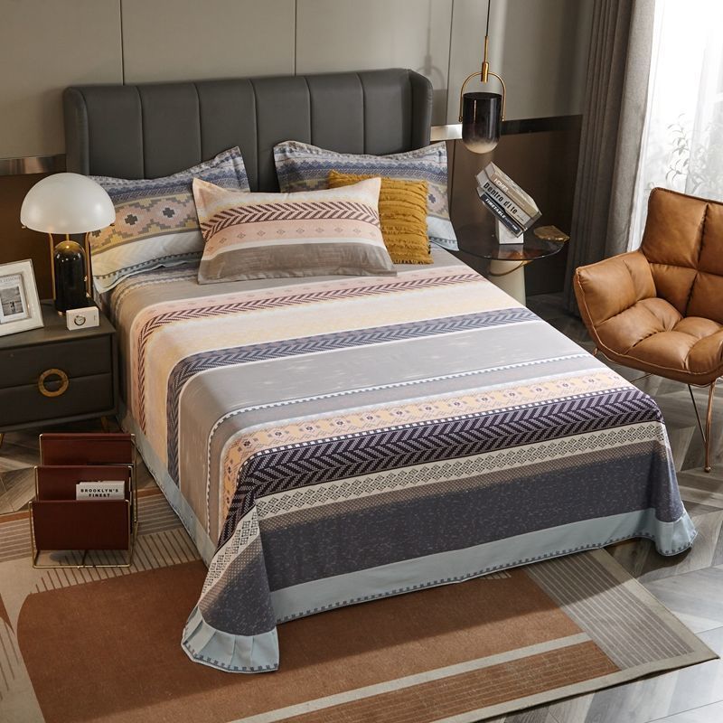 KTX-972435 Brushed Pure Cotton Tie Dye Thickened Single Bed Sheet in Various Sizes