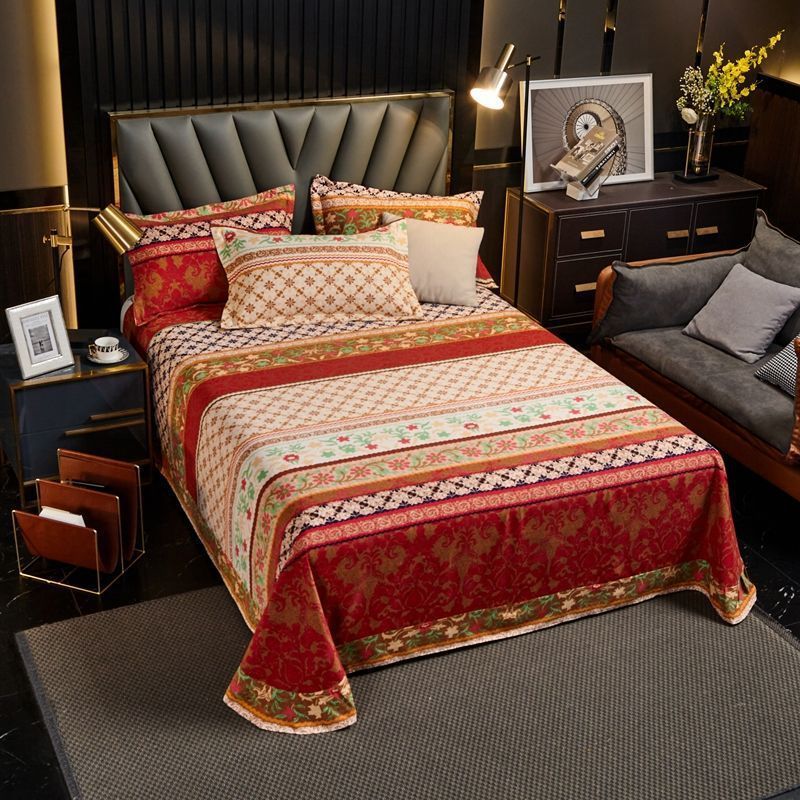 KTX-972435 Brushed Pure Cotton Tie Dye Thickened Single Bed Sheet in Various Sizes