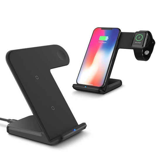 KTX-972691 Dual Wireless Charger for Mobile Phones and Smartwatches, Fast Charging Stand, Compatible with Android and iPhone