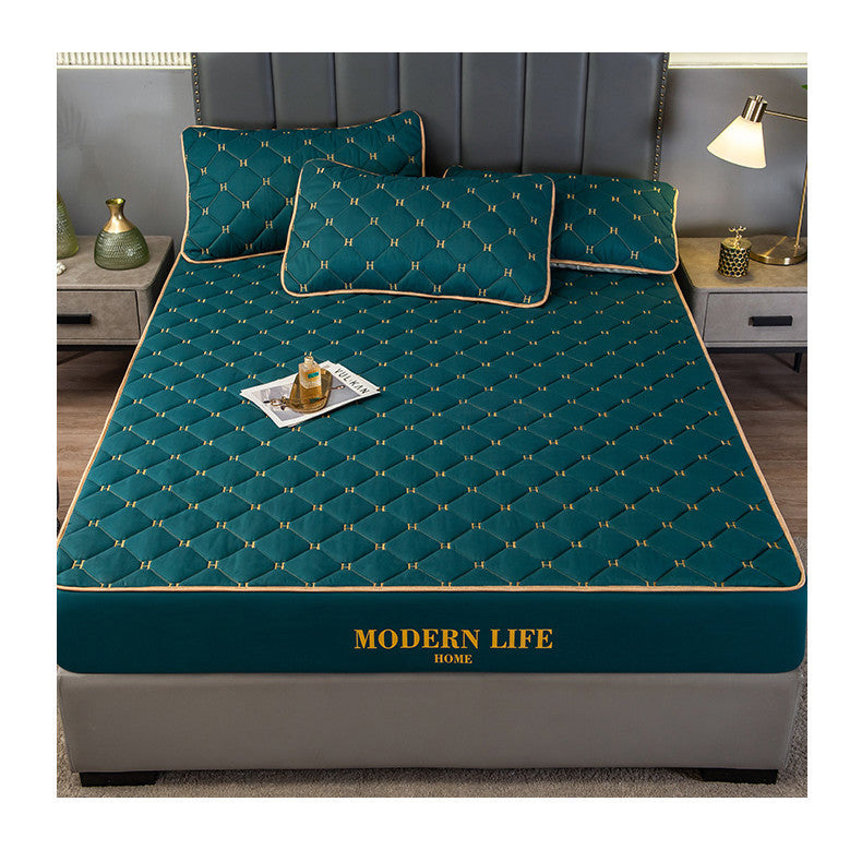KTX-972947 Quilted Fitted Mattress Protector Cover - Breathable, Dustproof, Waterproof, Green
