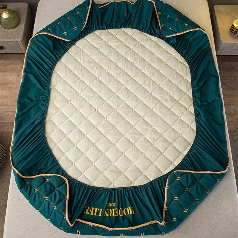 KTX-972947 Quilted Fitted Mattress Protector Cover - Breathable, Dustproof, Waterproof, Green