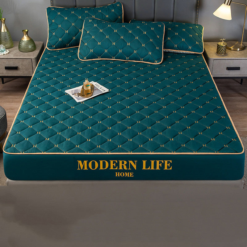 KTX-972947 Quilted Fitted Mattress Protector Cover - Breathable, Dustproof, Waterproof, Green