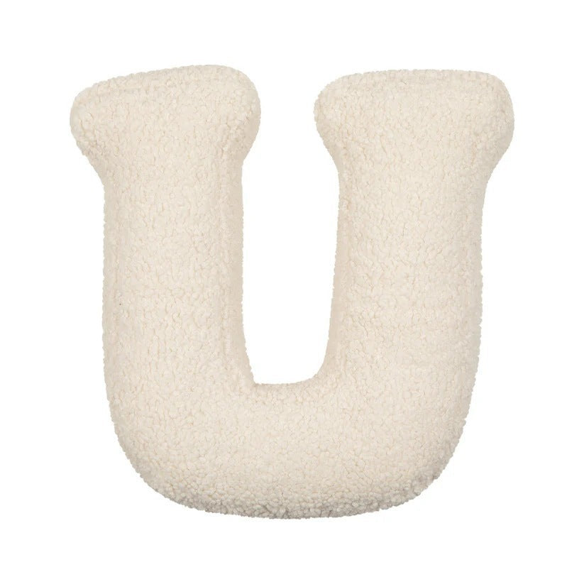KTX-973459 Lambswool Alphabet Letter Pillow for Children - Modern Cushion in Solid Colors