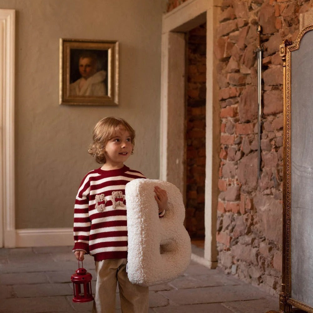 KTX-973459 Lambswool Alphabet Letter Pillow for Children - Modern Cushion in Solid Colors