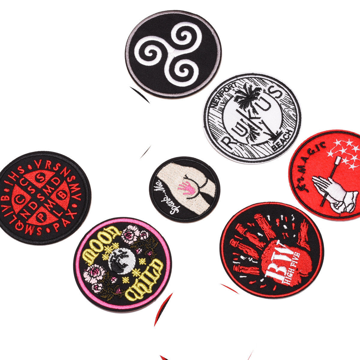 KTX-973459 Round Embroidery Cloth Badge for Clothing and Home Textiles, 8cm x 8cm Patch