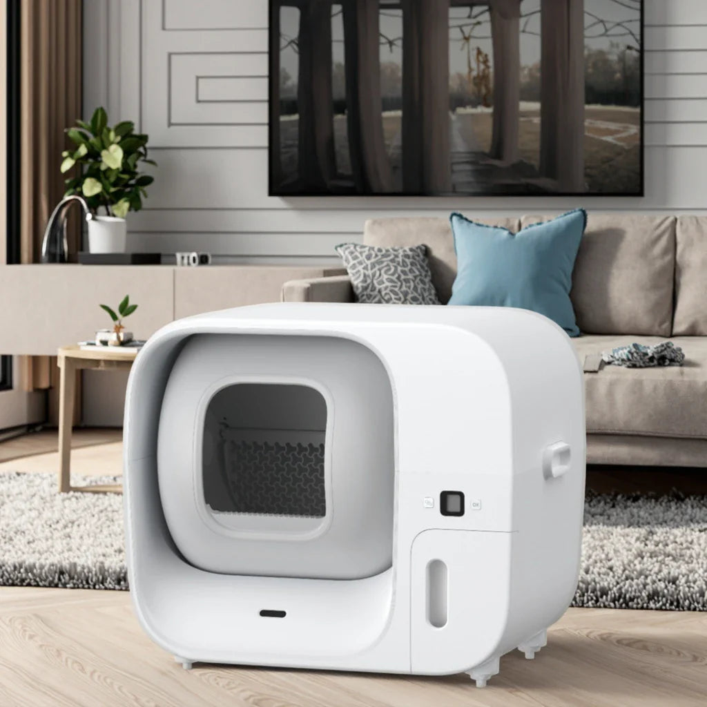 KTX-974227 Automatic Smart Cat Litter Box with 60L Capacity and Odor Control, Easy to Clean PP+ABS Material