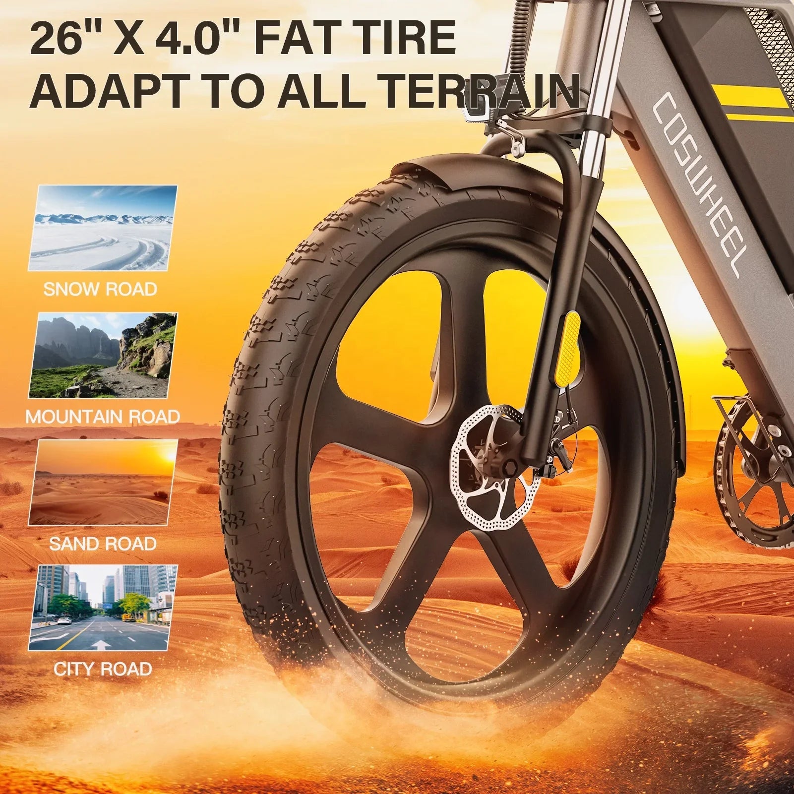 KTX-974483 750W Electric Mountain Bike with 25Ah Battery, 7-Speed Gears, 26" Wheel, Hydraulic Disc Brakes, 30-50km/h Speed