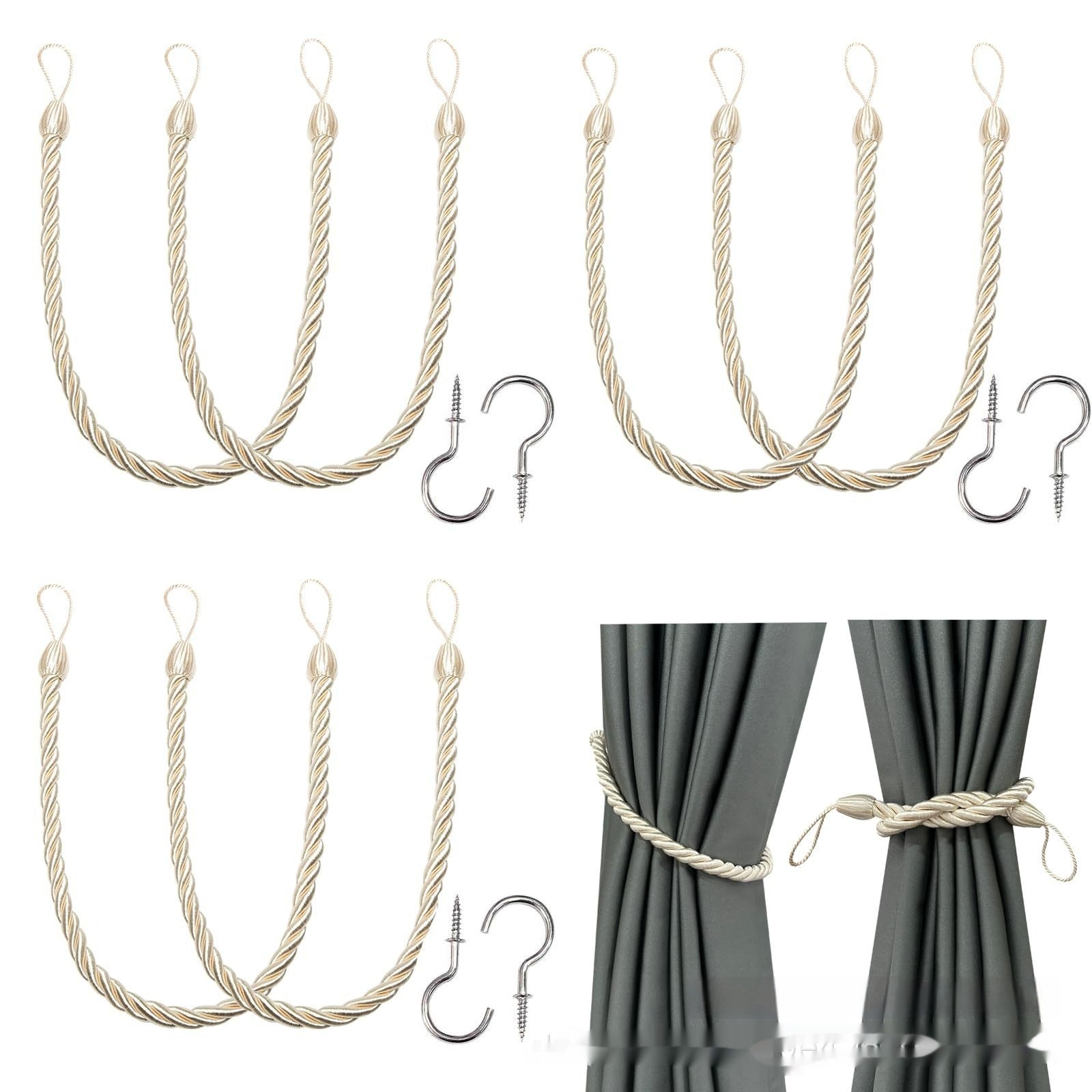 KTX-974483 Hand-Woven Curtain Bandage Rope - Modern Simple Design in Multiple Colors