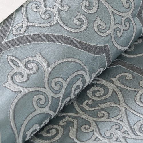 KTX-974931 12 Piece King Comforter Set with Cotton Bed Sheets in Blue, Jacquard Design, Hypoallergenic Filling